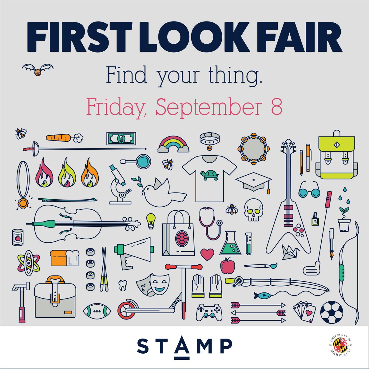 President_Pines's tweet photo. Discover your passions and connect with other Terps at this year's #FirstLookFairUMD on Sept. 8! With over 650 student clubs and organizations, there's something for everyone. https://t.co/v8Ld9rl2T6