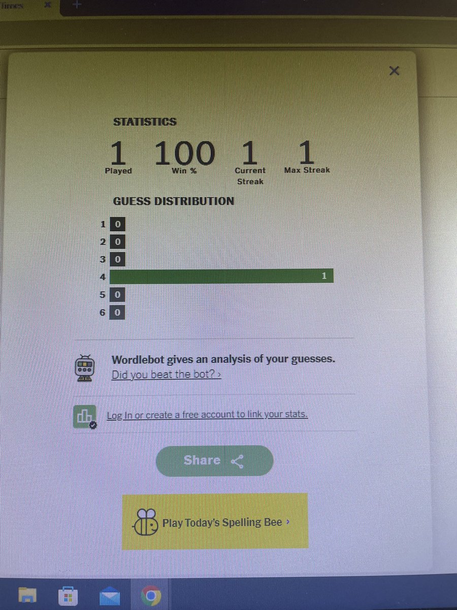 First Wordle of the year! Looking forward to watching these statistics grow 📊