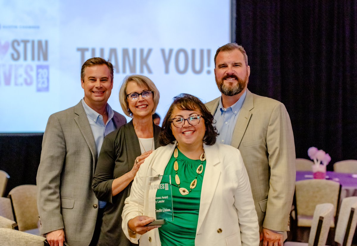 aplusfcu's tweet photo. We're excited to announce A+FCU was recognized at the Austin Gives Awards as a winner of the Generous Business Award in the Community Leader category! 🤩 Thank you @austinchamber #AustinGives #aplusfcu https://t.co/nJm9aQz0Re