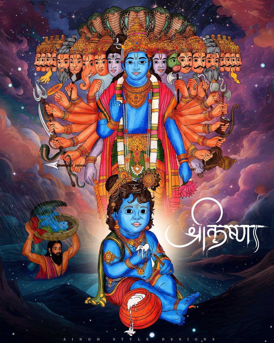 snghstyledesign's tweet photo. A man is made by his belief. As he believes, so he becomes.

Wishing you a day filled with happiness, music, and devotion. Happy Janmashtami🙏🙏

#janamashtami #lordkrishna #krishna #art #illustration
#singhstyledesigns https://t.co/eQIngstRH6