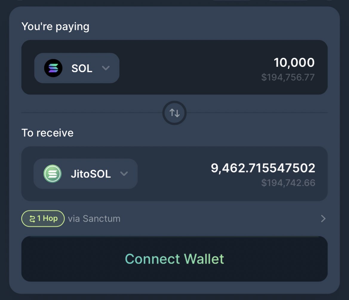 The LST experience, game &amp; possibilities on Solana is definitely heads and heels above any other ecosystem.

Instant 2 way conversion for all amounts at practically no slippage &amp; fees across all liquidity venues enable all kinds of trading &amp; defi possibilities for LSTs

Game on🔥