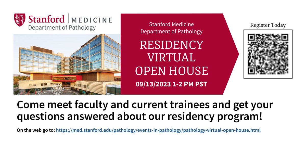 Interested in Pathology? Join us for our virtual open house to learn more about Stanford Pathology Residency! Click on the link to register, we look forward to meeting you! #stanford #pathologyresidency #stanfordpathology