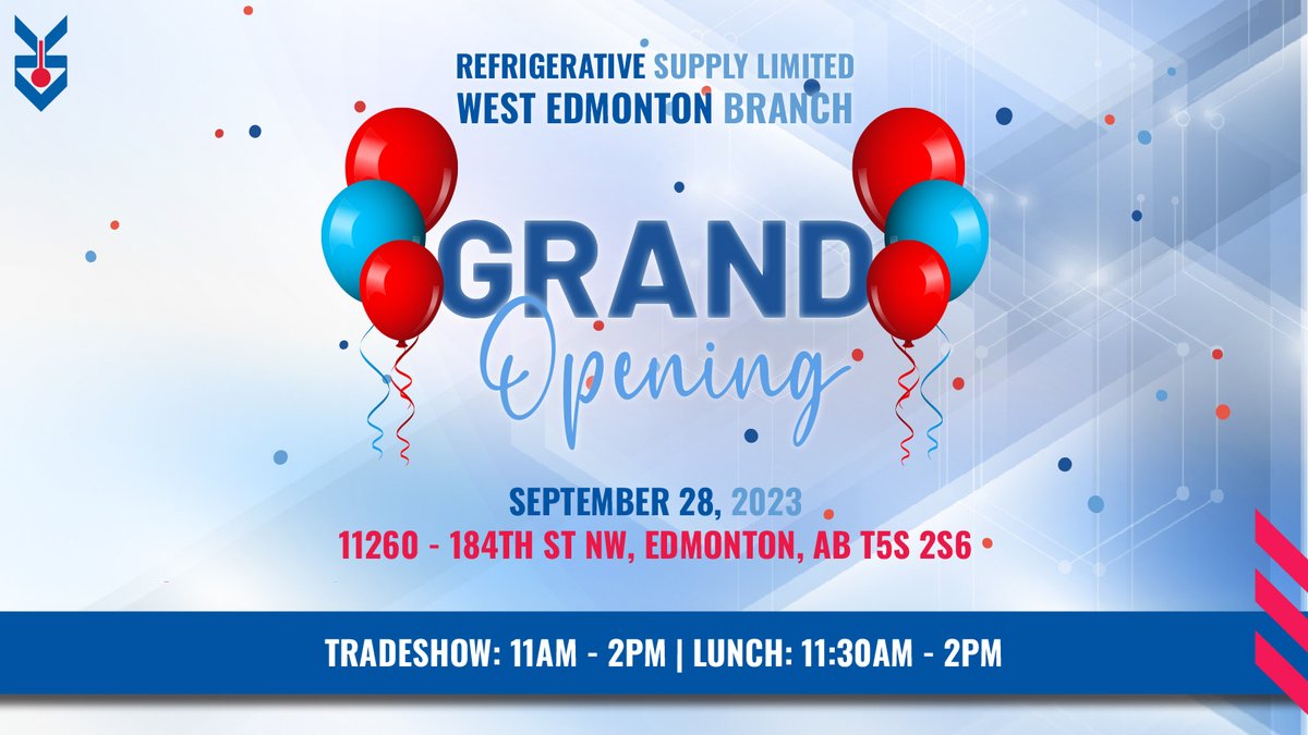 Save the date, West Edmonton! Join us to celebrate the new branch opening with food and a tradeshow event! Come check out our grand opening event at 11260 - 184th St NW, Edmonton, Alberta. See you there! 🎉🏢 #GrandOpening #WestEdmonton