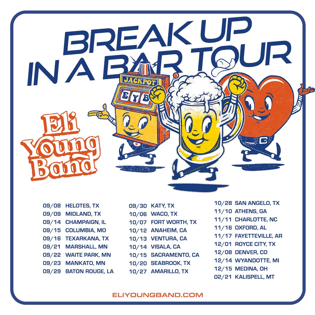 EliYoungBand's tweet photo. We added several more dates to the #BreakUpInABarTour through the beginning of 2024! We’re headed your way soon, so get your tickets now! Where will we see you?
https://t.co/ACxxfW3BQL https://t.co/jXFveHiupw