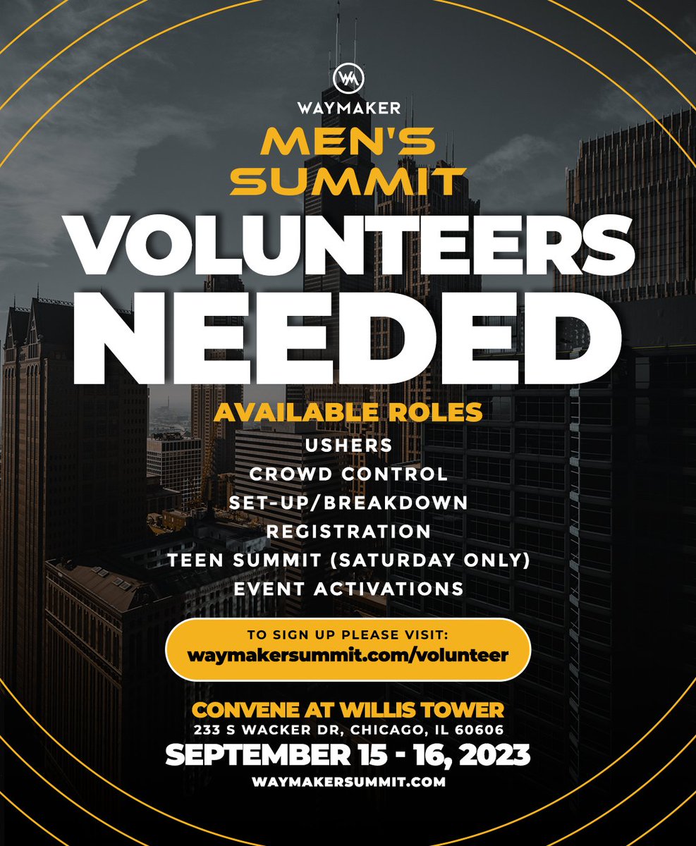 Interested in volunteering at next weekend's summit? Click the link in bio to sign up! We're on the lookout for men volunteers especially, but help from women is also highly appreciated. 🙂 Thank you Waymakers!