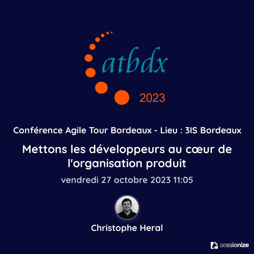 Agile Tour Bordeaux vous présente
🎙️ <a href="/ChrisHeral/">Christophe Heral</a>
📰 Mettons les développeurs au cœur de l'organisation produit
🛠️ Conférence
📅 27 octobre
⌚️ 11:05
Suivez-nous pour en savoir plus sur l’évènement !