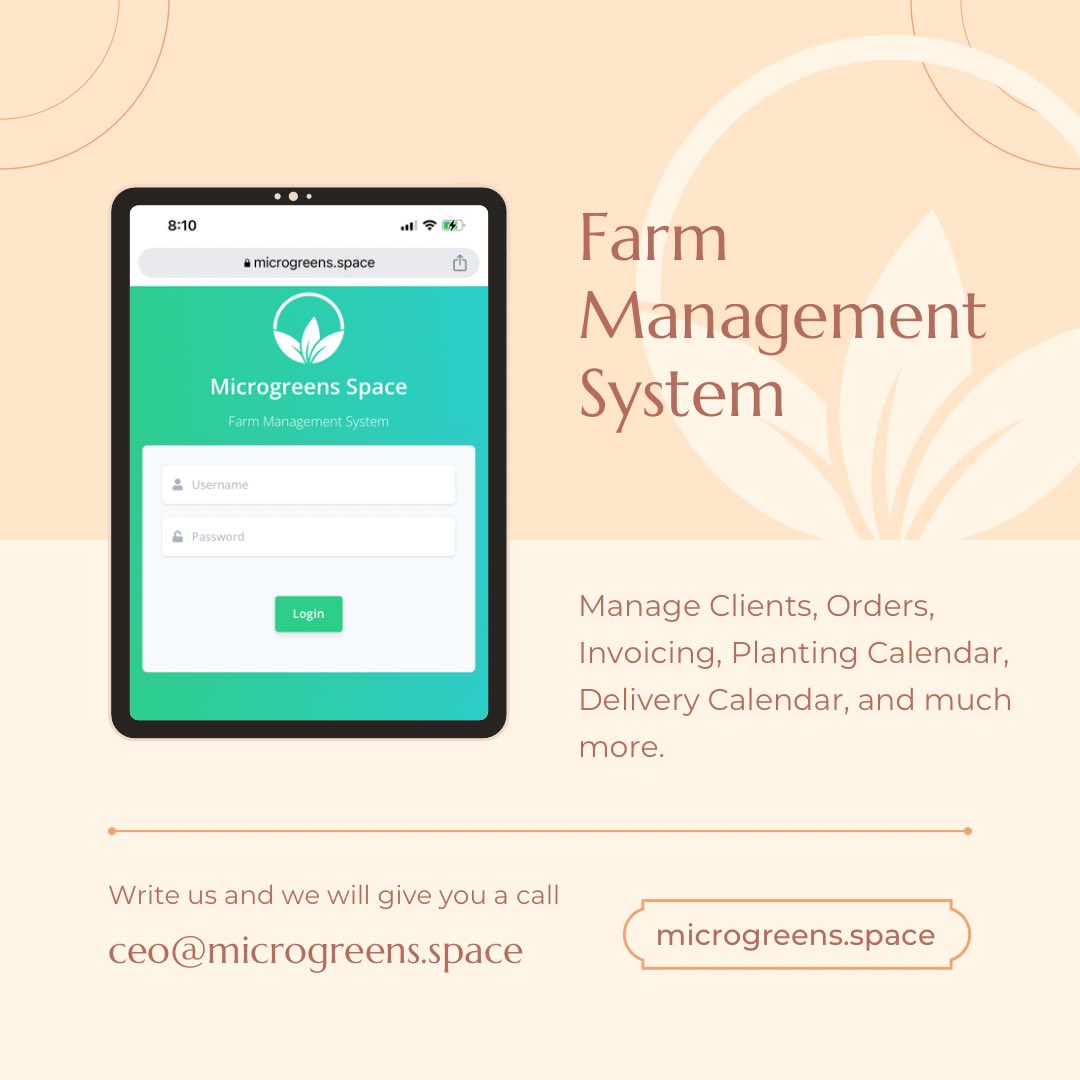 MicrogreenSpace's tweet photo. 🚀 Exciting News! If you are tired of manual processes and inefficiencies? Our cutting-edge software solution is here to transform your farm. Contact us today to learn more! 📞💻 https://t.co/t72KxuwueV