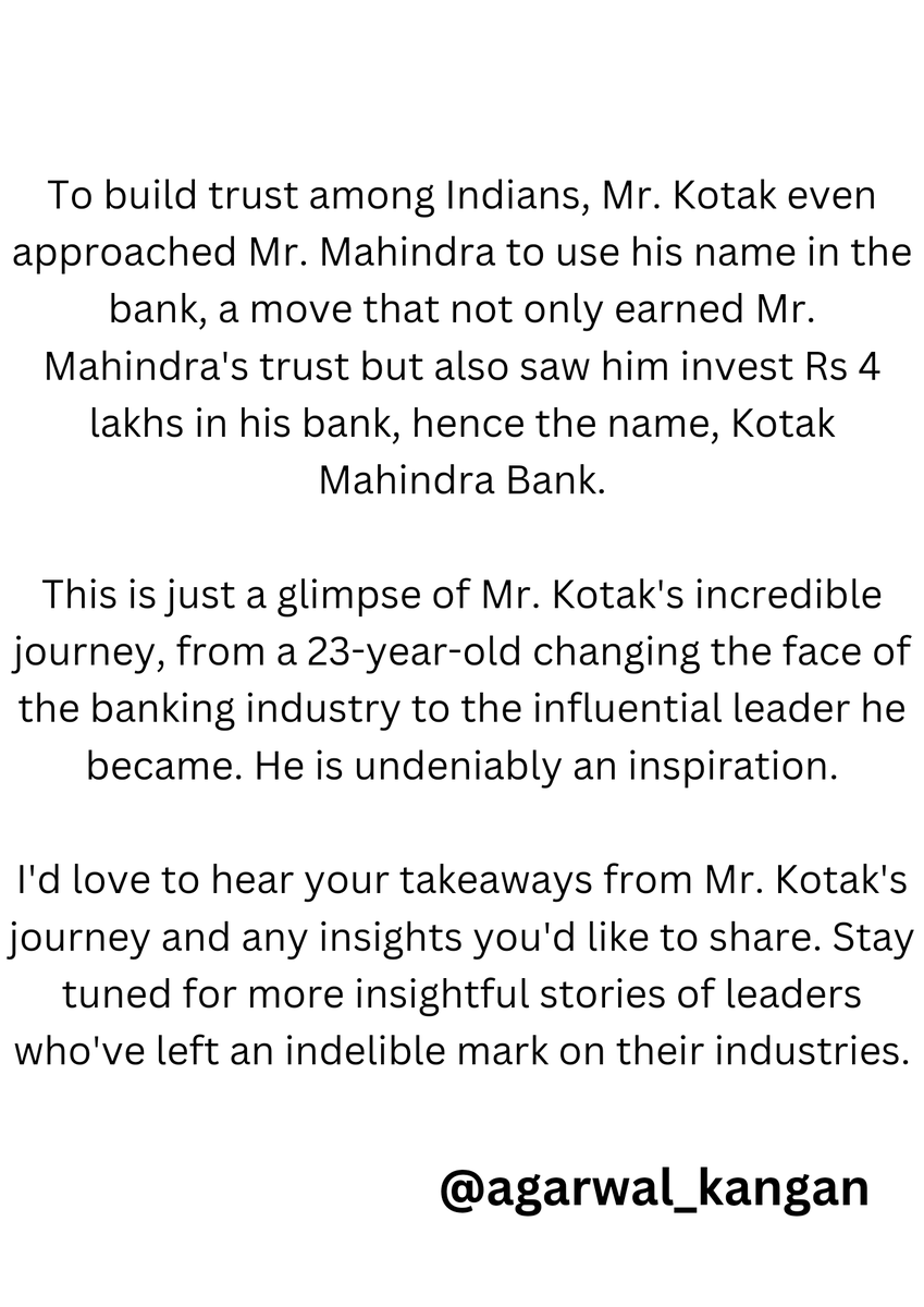 agarwal_kangan's tweet photo. The story of a Gem.
@anandmahindra @udaykotak #Kotak #KotakMahindraBank #Mahindra #success #SuccessStory https://t.co/jEZEs6Bf1J