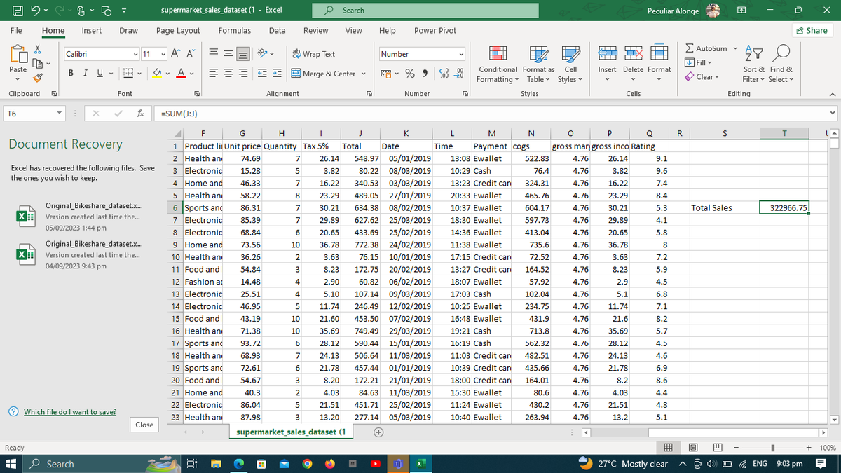 Pecuyyaaa's tweet photo. Day 3
Worked on Calculating the Total Sales and Average Quantity Order using the =Sum and =Average formula on Excel
#HTTDataChallenge
#20dayswithdata https://t.co/rj6MsEyhRz