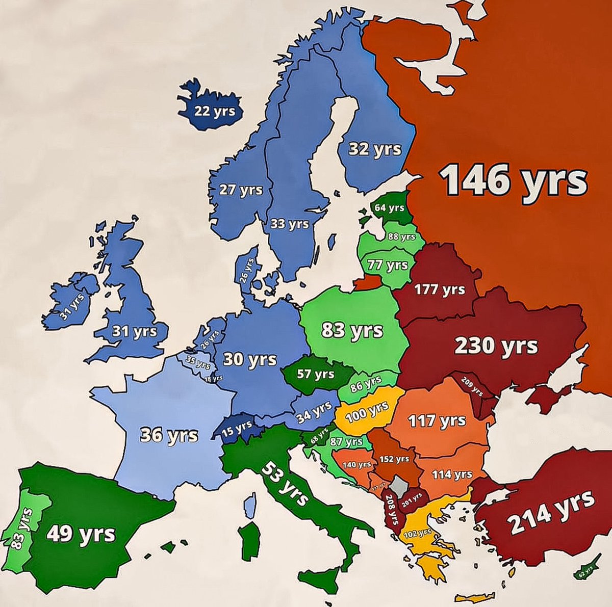 Ülkelere göre 1 milyon dolar kazanmak için ortalama harcanan zaman