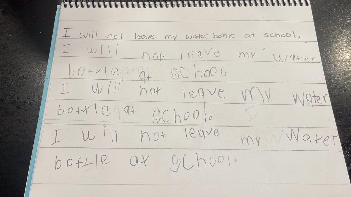Let’s see if this works! 🙏🏾😩🤦🏾‍♀️ 
Ohh and great handwriting… but still stop leaving your water bottle. #1stGraderShenanigans