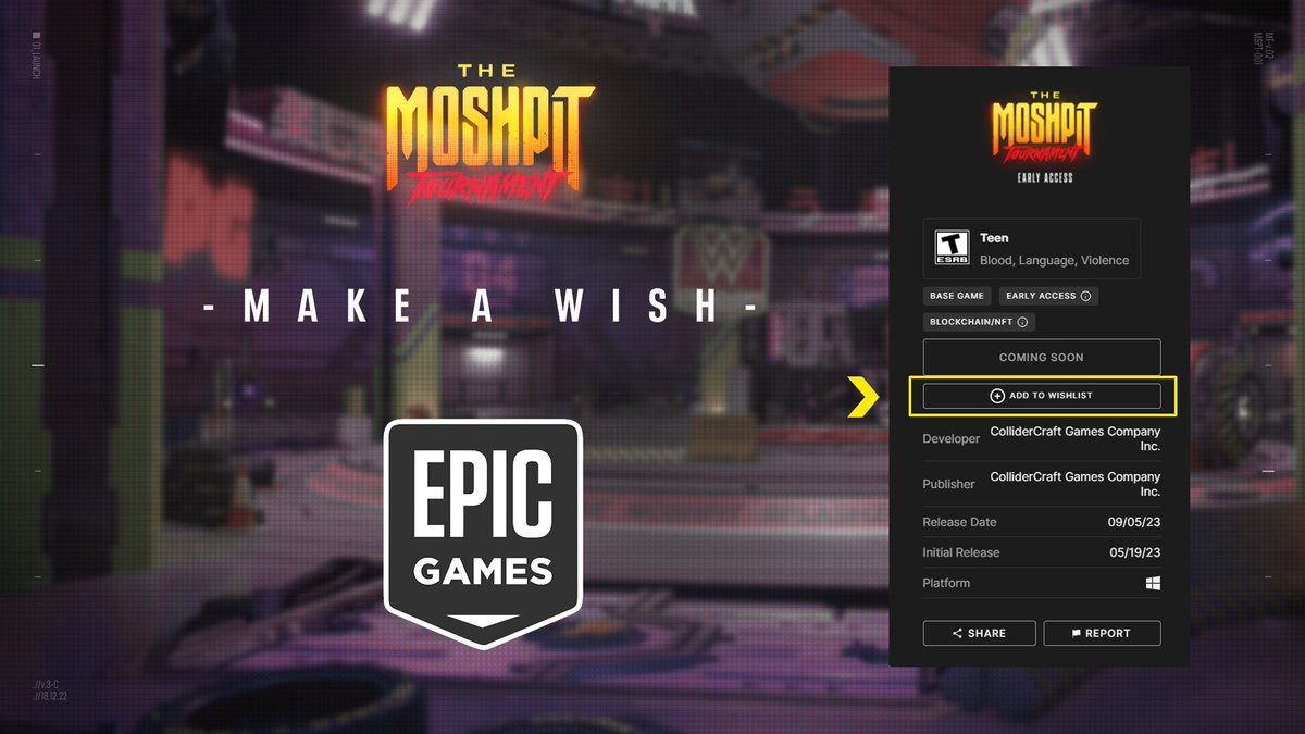 themoshpitgame's tweet image. ✨ MAKE A WISH ✨

Careful amigos! If you wish really hard, you may get what you want. Run to the Epic Store, add it to your wishlist:

The Moshpit Tournament’s EPIC launch is officially COMING SOON!! 🚀

Stay tuned 👀