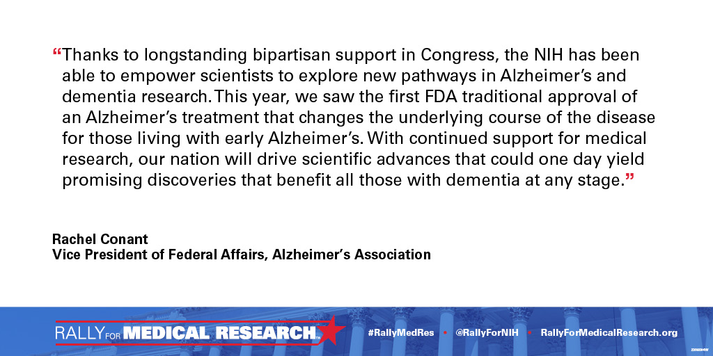 The Alzheimer's Association is a Silver Supporter of the Rally for Medical Research, September 13-14. We thank @alzassociation for their support. bit.ly/3Z6PytD #RallyMedRes