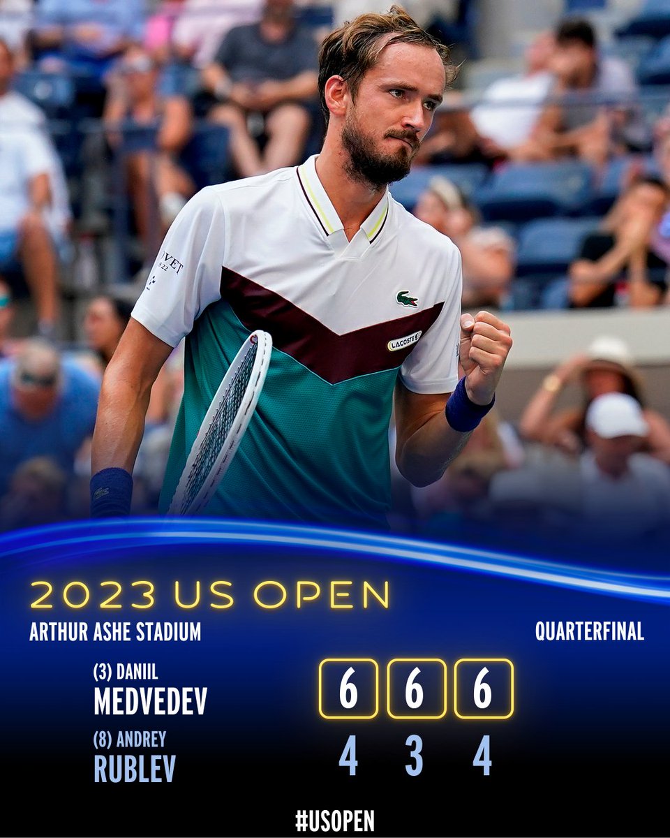 Medvedev is back in the semifinals at the US Open. ✔️