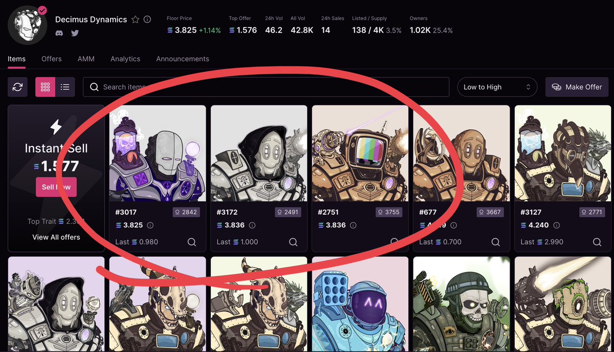 What’s happening at Decimus Dynamics right now? Is it one thing or is it a combination of many things happening?…

Only 3 NFTs left on the floor until we are back at a 4 sol floor! Hmmmmm…

Another announcement coming in 1 hour from now. 👀 #DED #riseoftheDED #SolanaNFTs