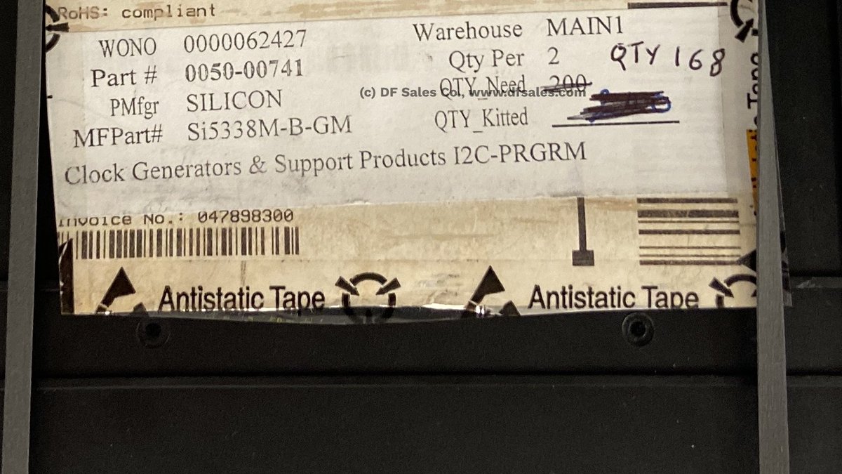 dfsalesco's tweet image. SI5338M-B-GM
$12.00/ EACH
In Stock QTY: 65
Manufacturer: SILICON LABORATORIES
Product Details: Clock Generator
#SILICONLABORATORIES    #Clock    #Generator   
#IC    #DFSALESCO     #SiliconValley 
dfsales.com/ic/si5338m-b-gm