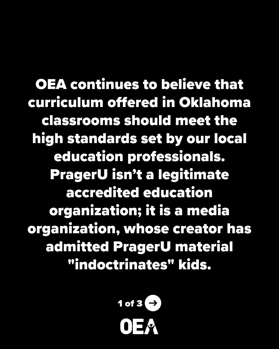 okea's tweet photo. A statement concerning PragerU. #oklaed https://t.co/4ussHJXveB