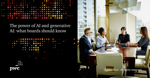 As companies continue to determine how they will leverage generative AI, the board's role in oversight and guidance will be more important than ever. <a href="/PwCUS/">PwC US</a> explains four key areas that boards should address for #AI and generative AI. pwc.to/45XLjms