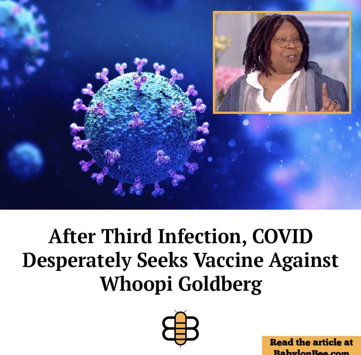 Hey Covid let us know when you find one because we can’t get her to be quiet either! 

#WhoopiGoldberg #COVID19US