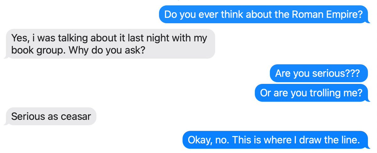 Okay I thought it was a joke, but I texted my brother and... what, why?!  Please text a man in your life and report back.