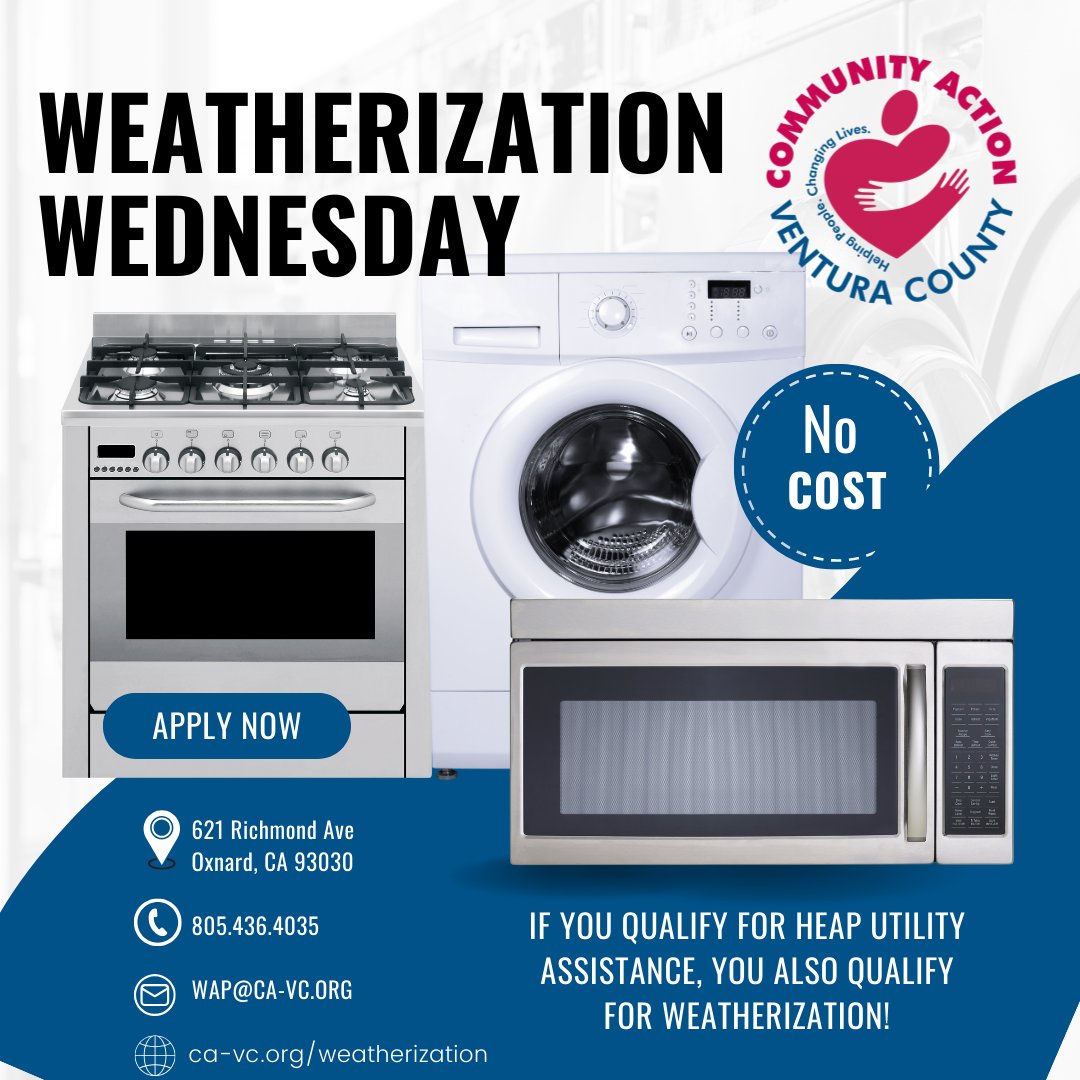 CAVC805's tweet photo. 🌦️ It's Weatherization Wednesday!
💰 Save Money, Conserve Energy
📲 Apply Today! Don't Miss Out
✅ Visit our website and fill out a simple form to schedule your appointment today!

#WeatherizeForComfort #SaveMoney #EnergyEfficiency #SustainableLiving  #venturacounty https://t.co/XPuhEyGA5o