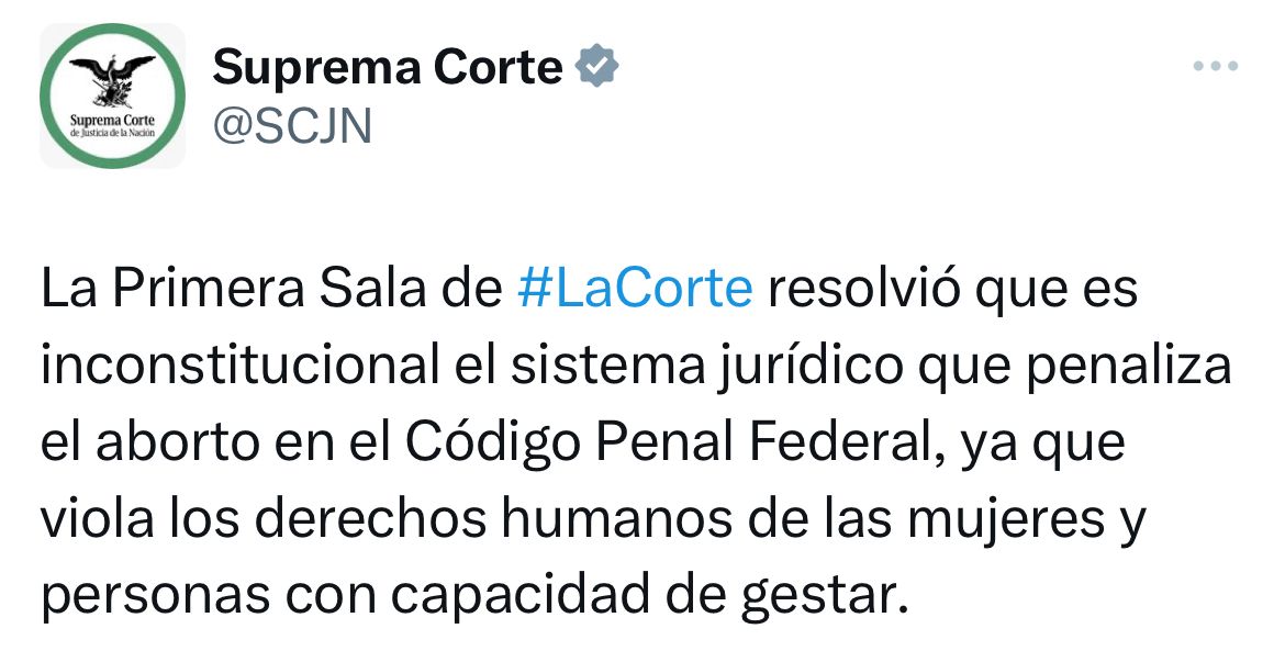 PuntoPorPuntoTV's tweet photo. La Suprema Corte de Justicia despenaliza el aborto en todo México. https://t.co/Hb4FewUCmo