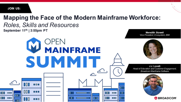 BroadcomMSD's tweet image. Going to the #OpenMainframeSummit this year? Don’t miss this interactive discussion from J.J. Lovett on crucial modern #mainframe workforce skills, and resources you can use to gain them. See the full schedule: bit.ly/44HDSyR