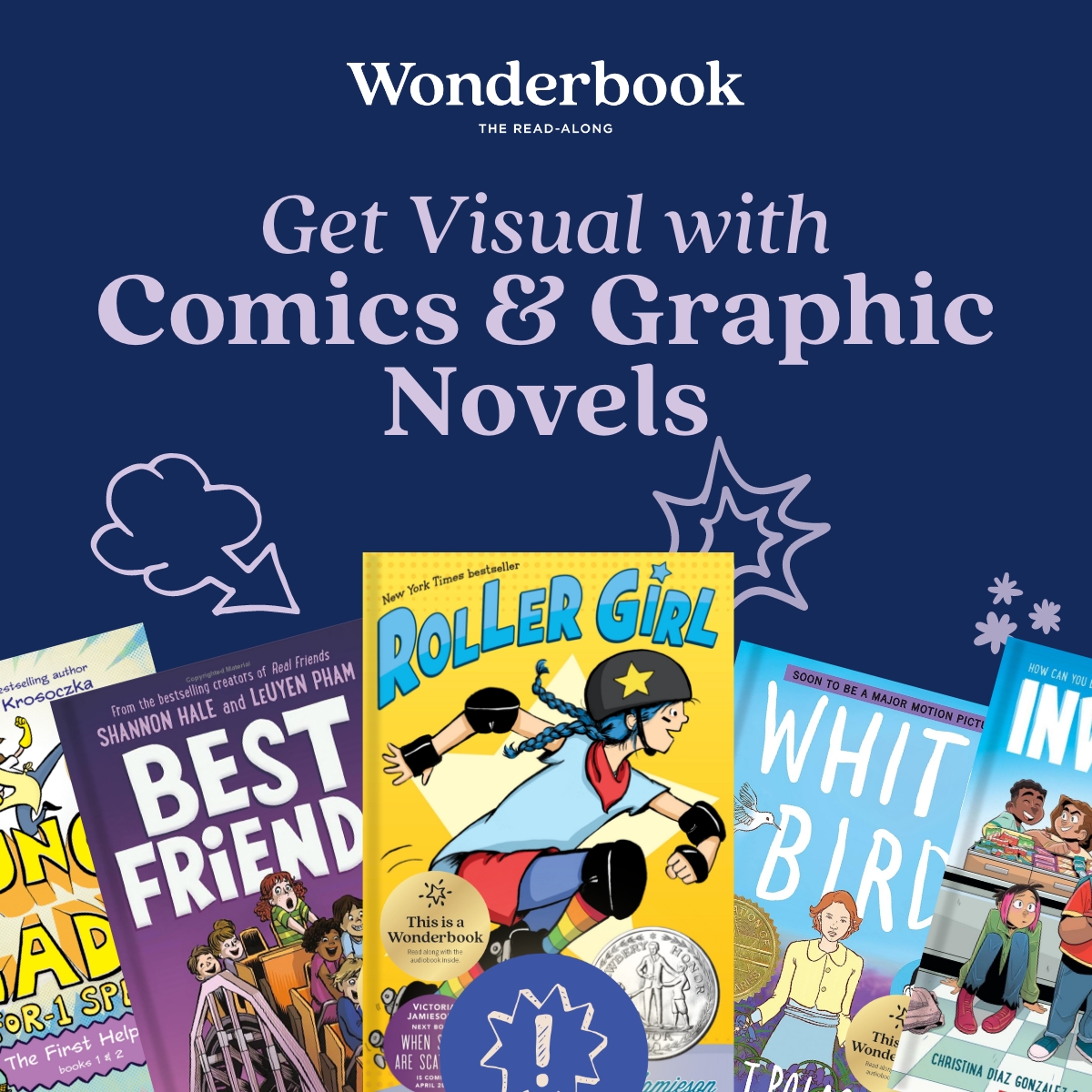 Introducing Comics &amp; Graphic Novels on Wonderbook! Full cast narrations and sequential illustrations provide a new and engaging read-along experience that promotes both verbal and visual literacy.