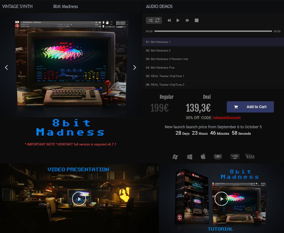 8bit Madness - New Release-  for Native Instruments Kontakt -#kontakt #new #vst #nativeinstruments #chiptune #gamesounds #arcade #gamer #console #gamemachine #sid #c64 #commodore #atari #nes #musicforgames #gamemusic