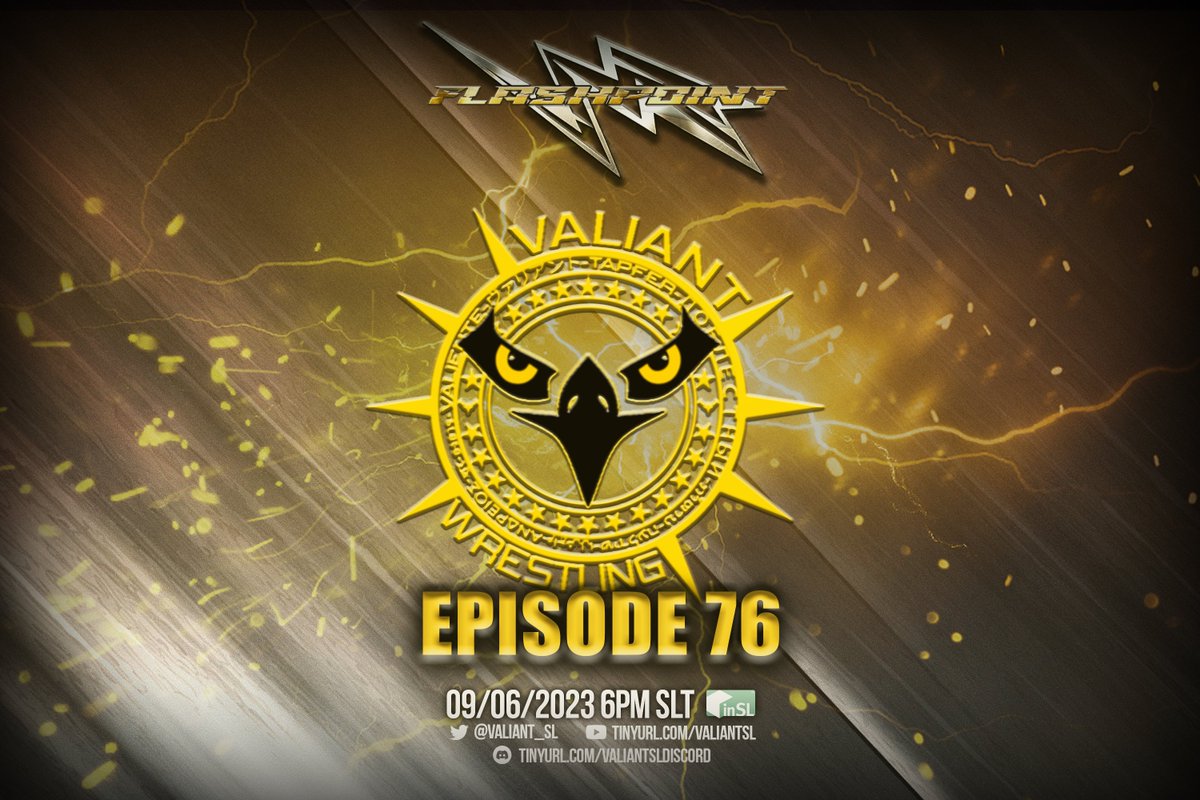 Tonight, we're back for #VWFlashpoint!

Anastasia will be in action! <a href="/ScooterTimeJA/">Javier "Scooter Time" Azul</a> makes his return to <a href="/Valiant_SL/">Valiant.</a>, and he'll be taking on Piper, who had a successful outing in her debut match! We'll also hear from <a href="/Pinky_Devon/">Pinky 💭</a>, @CocoSuave_SL, and more!

maps.secondlife.com/secondlife/Dee…