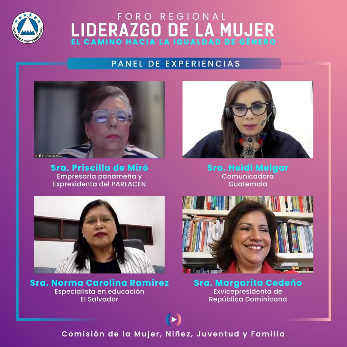 PARLACEN's tweet photo. Comisión de la Mujer @PARLACEN desarrolló Foro Regional de Liderazgo sobre caminos más favorables hacia el desarrollo integral e igualdad de género; inaugurado por Vicepresidente HD Eduardo Guerrero en representación del Presidente HD Amado Cerrud
#Equidad #Igualdad #Mujeres https://t.co/h2Cha8j3xV
