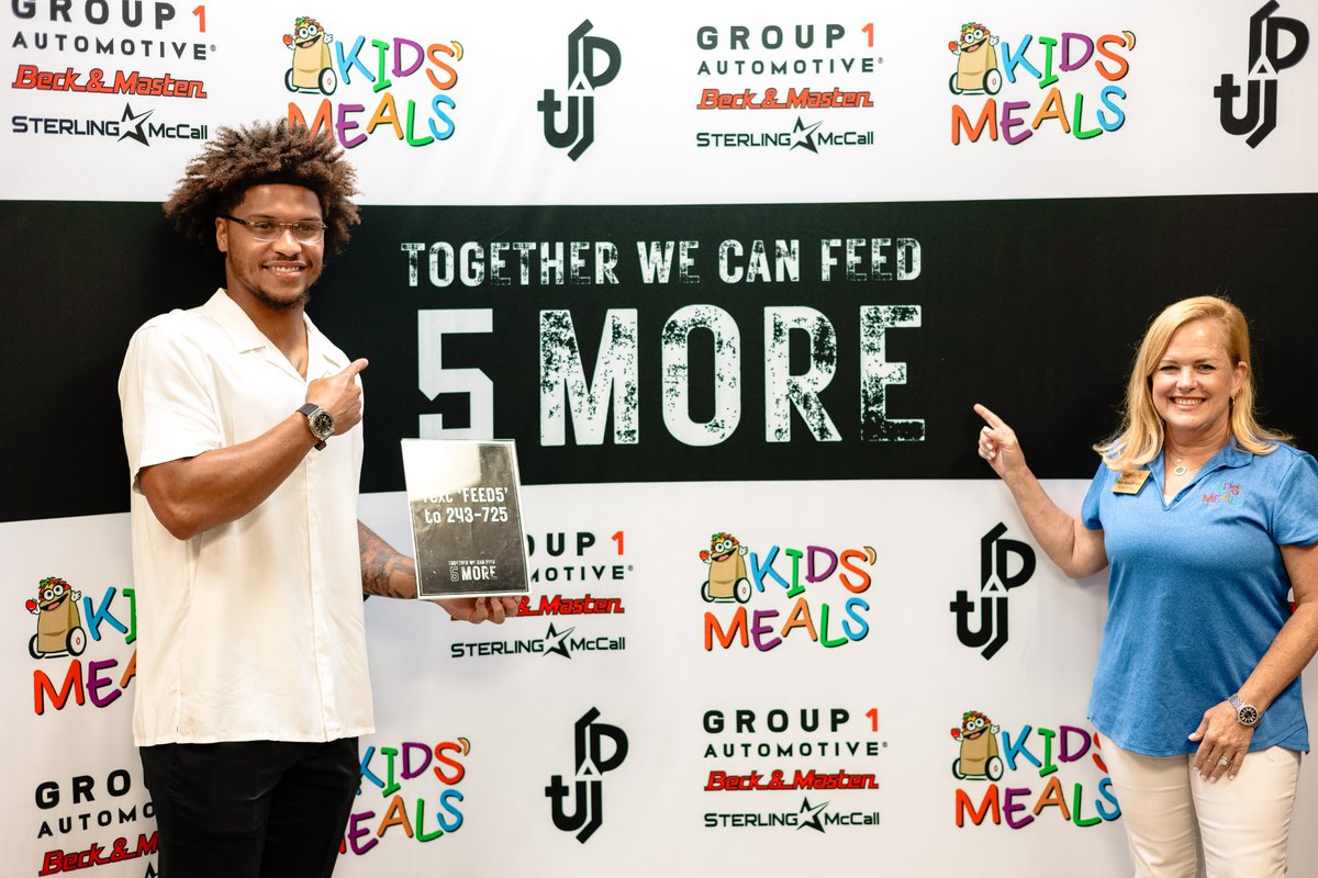Group 1 Automotive (@group1auto) on Twitter photo Huddle up, Houston! Weāre teaming up with Houston Texansā <a href="/JalenPitre1/">Jalen Pitre</a> to support <a href="/KidsMealsInc/">Kids Mealsš</a> this fall. Join us in our goal to raise $250K by 2024! kidsmealsinc.org/feed5more-grouā¦
#Feed5More #Houston Huddle up, Houston! Weāre teaming up with Houston Texansā <a href="/JalenPitre1/">Jalen Pitre</a> to support <a href="/KidsMealsInc/">Kids Mealsš</a> this fall. Join us in our goal to raise $250K by 2024! kidsmealsinc.org/feed5more-grouā¦
#Feed5More #Houston