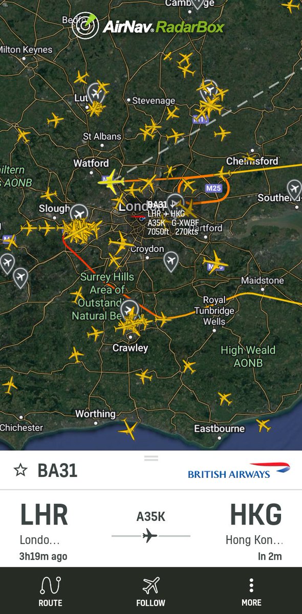 aerospacealerts's tweet photo. #BA31 has turned around over Austria whilst en-route to Hong Kong from #LHR and is returning to it's origin. The aircraft held briefly, however now appears to be heading to make an approach for the airport. Updates to follow.
#aviation #avgeek @RadarBoxCom
https://t.co/QcDxnUrgsD https://t.co/2BKH1FS2oE