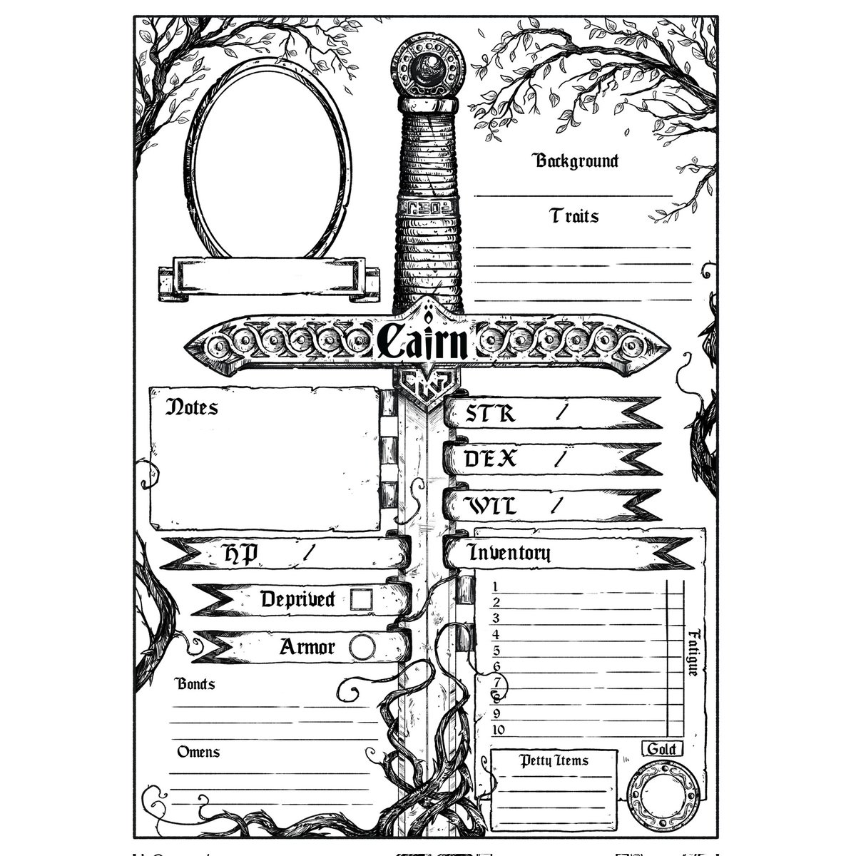 Cairn 2° ed. character sheet for @yochaigal1