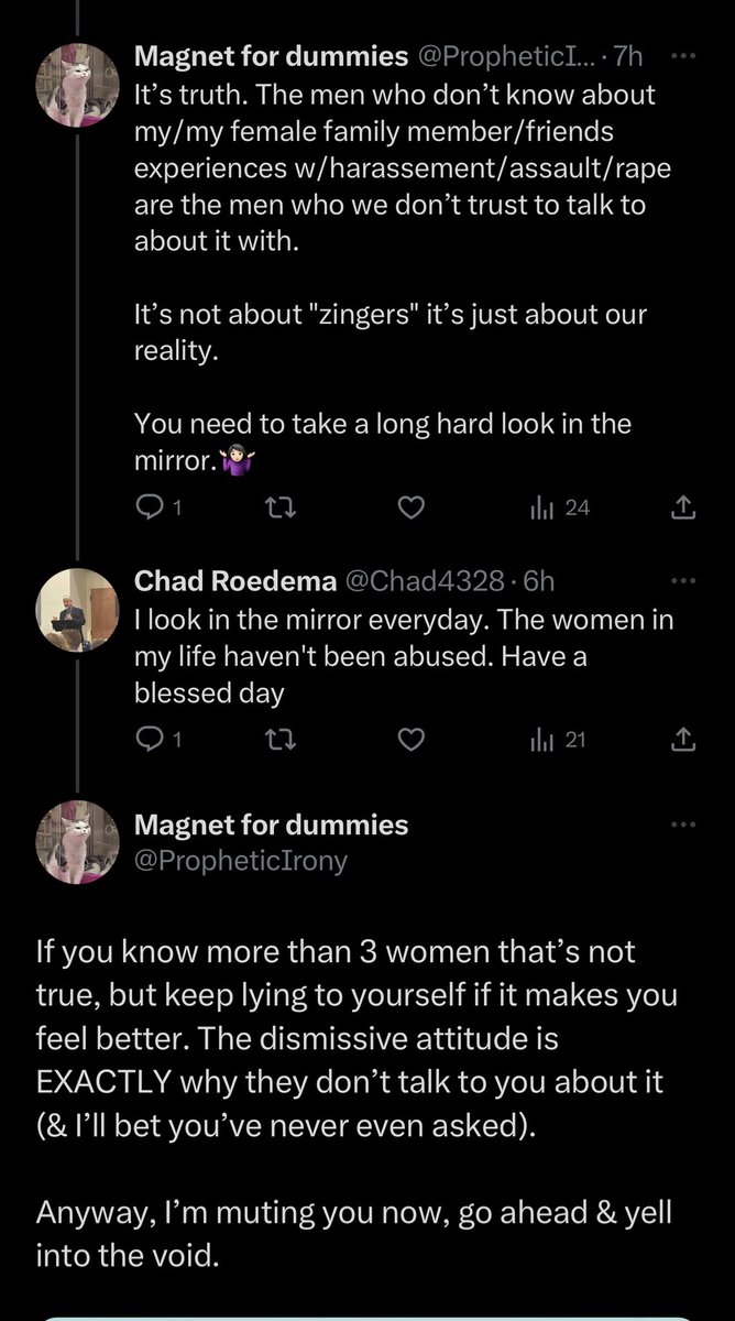 PropheticIrony's tweet image. This is a person calling himself a Chaplain and actively ministering while denying that sexual harassment/assault/rape are an issue for women he knows, women in Christianity, or even women in general. These kind of men are dangerous because they refuse to see, listen or believe.