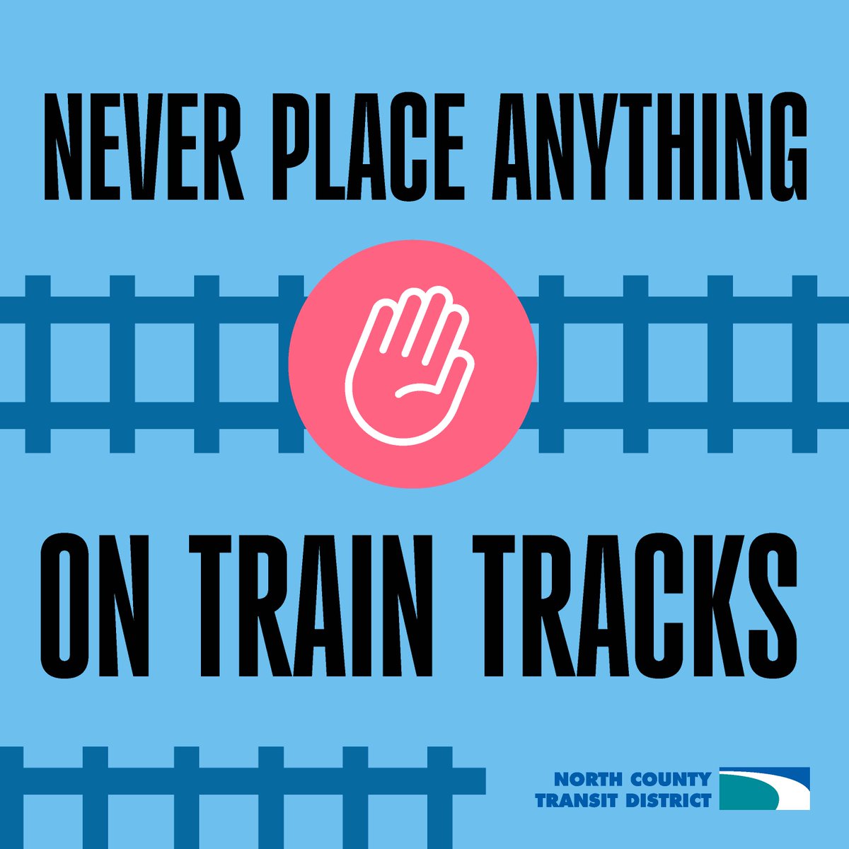 GoNCTD's tweet photo. #RailRules: Never place anything on train tracks! ItтАЩs dangerous, illegal, and punishable by up to one year in jail. https://t.co/5aTvMCC8MQ
#GoNCTD #COASTER #SPRINTER #STOPTrackTragedies #SeeTracksThinkTrain #RailSafety
@olinational @CAOpLifeSaver https://t.co/Mzv2bnaOag