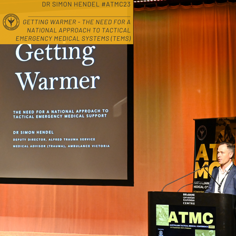 Dr Simon Hendel captivating the audience while posing the question 'will we learn the lessons of our partners before we learn the lessons ourselves... silos are time eaters so knock them down...' #ATMC23