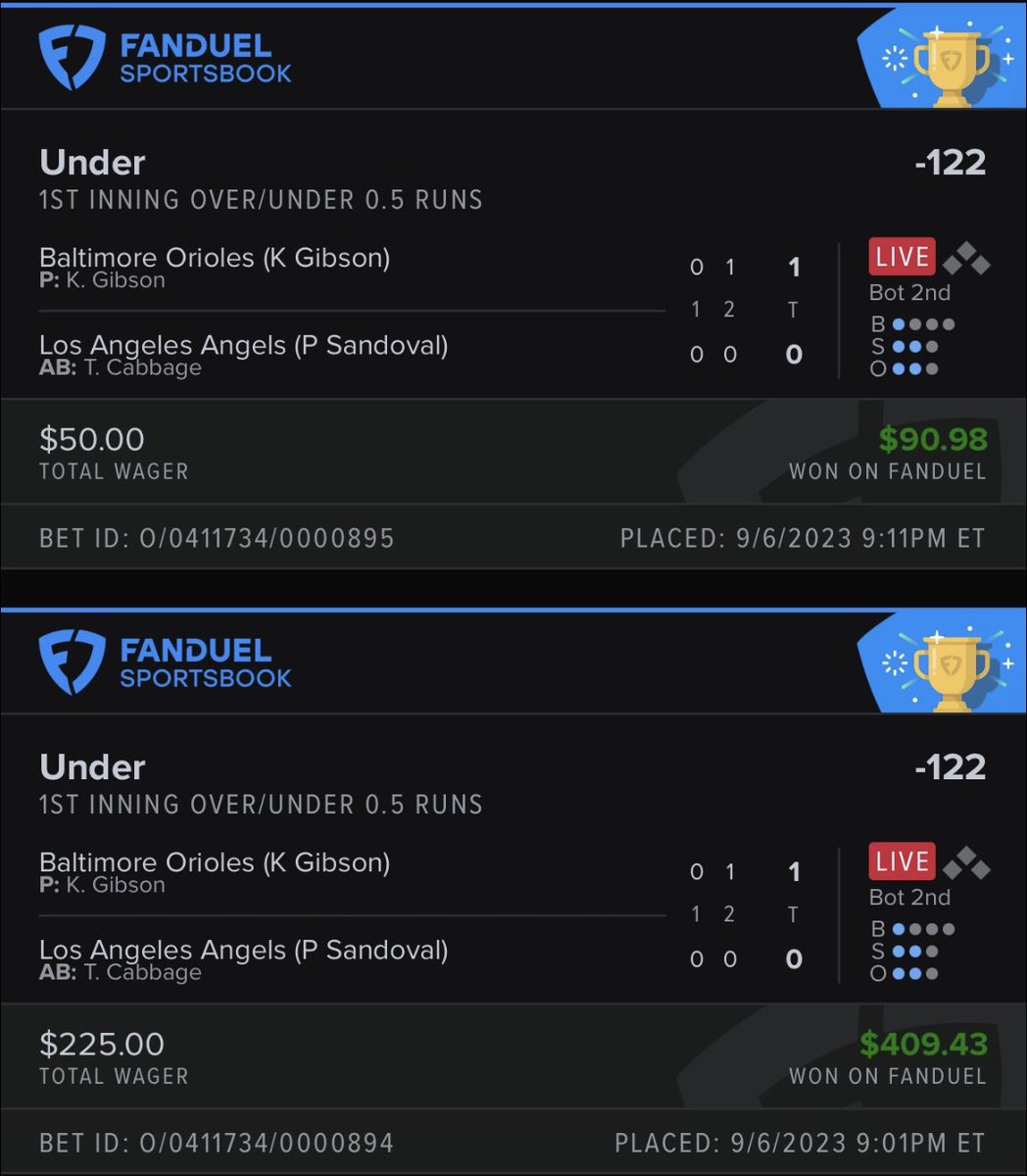 BadaBingBookie's tweet photo. CHA CHING🧪🤑🤑

ANGELS/ORIOLES NRFI✅✅

2.25U💰 (I threw a little more personally) 

KBO ☢️ DROPPING IN AN HOUR. RUN THIS UP AND STAY TUNED.

#GamblingTwitter #Fanduel #DraftKings #BBBets #KBO #MLB https://t.co/ZQqrDNyfI6