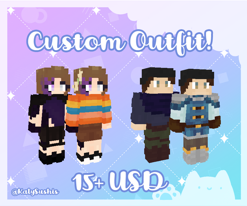 KalySushis's tweet photo. 🍣𝐌𝐢𝐧𝐞𝐜𝐫𝐚𝐟𝐭 𝐒𝐤𝐢𝐧 𝐂𝐨𝐦𝐦𝐢𝐬𝐬𝐢𝐨𝐧𝐬
I've moved ALL my commissions to #VGen! @ https://t.co/akNJ5CprUq
You can get:
♡ Custom Minecraft Skins
♡ Custom Outfits
♡ Surprise Skins
♡ HD Detail Skins
#mcyt #minecraftskin #commission #Fanart #VTuber #commissionsopen https://t.co/Cfivw5FbzZ