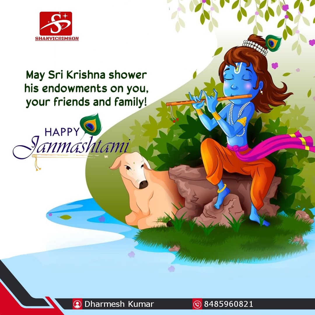 DharmeshRao16's tweet photo. Wishing you a divine Janmashtami from Shanvicrimson. 

May your day be as delightful as Lord Krishna s melodies!

#janmashtami2023 #happyjanmashtami #happykrishnajanmashtami🙏 #lordkrishna💕 https://t.co/xcGUtKSWV5