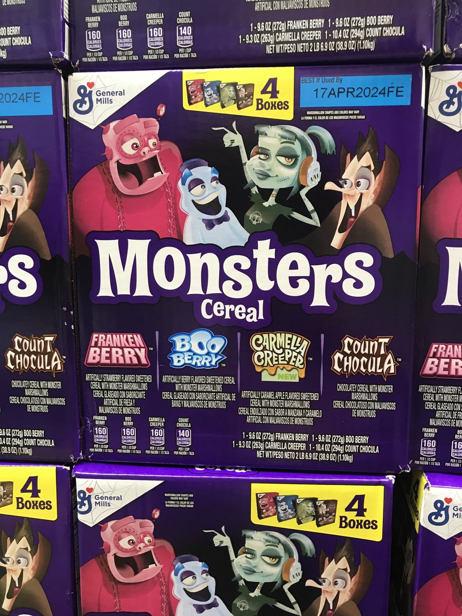 HaphazardStuff's tweet image. A sign that Halloween season is approaching! It’s nice to see the Monster Cereals are back again - with a brand new character! I’m not sure how #CarmellaCreeper will be. Probably not as good as #CountChocula but I’m willing to try it.
