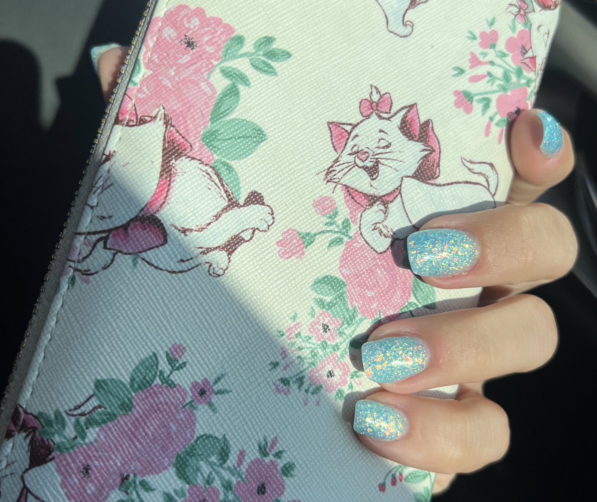 LadyVVLF's tweet image. Showing off my cute wallet, and new nails. “I did them myself” #diydippowdernails #diynails #nailart
