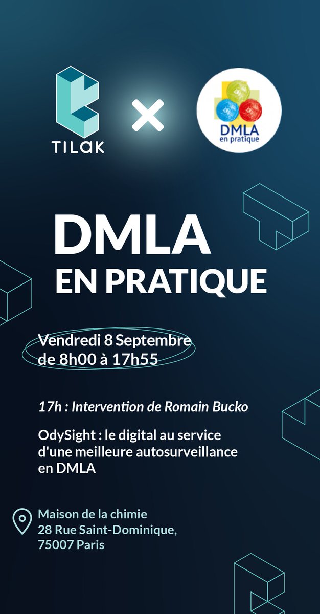 🚨 Save The Date

#OdySight : le digital au service d'une meilleure autosurveillance en DMLA 💡

Venez suivre notre intervention ce vendredi 8 septembre à la journée DMLA en pratique.

📅 Vendredi 8 septembre à 17h
📍Maison de la chimie 28 rue Saint-Dominique, 75007 Paris