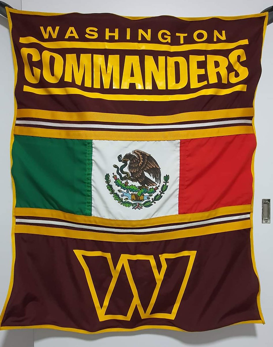 AbnahDur's tweet photo. It's time this #MexiCommander flag and your guy travel all the way from Mexico City to root for my beloved team. We start with the unmissable first regular season home game at FedEx Field in Josh Harris and Sam Howell's new era. May this era be full of victories. HTTC!!! https://t.co/8habK5pxTH