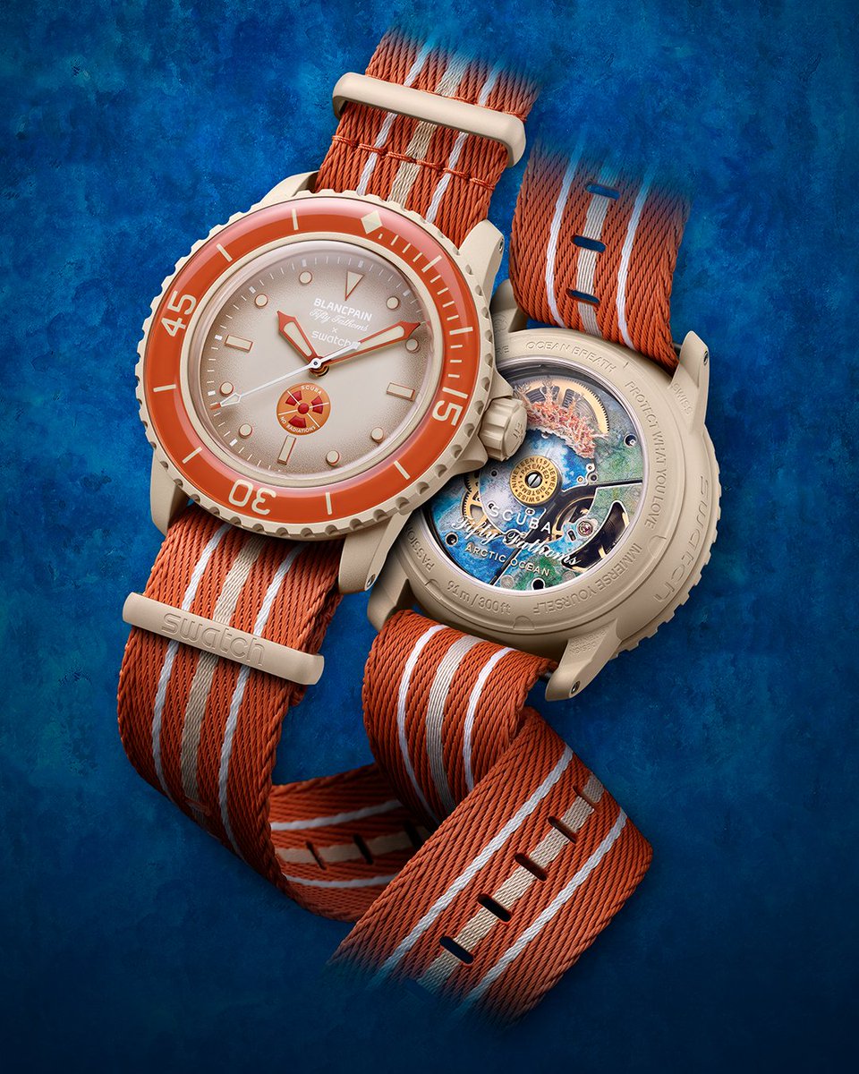 Swatch's tweet photo. Swatch honors Blancpain's famed Fifty Fathoms with the Bioceramic Scuba Fifty Fathoms Collection. The five new watches, each named after one of the five Oceans, reproduce all the icon’s hallmarks in a fun, playful way.
#ScubaFiftyFathoms #BlancpainxSwatch #Swatch https://t.co/wdkSQjl6Ld