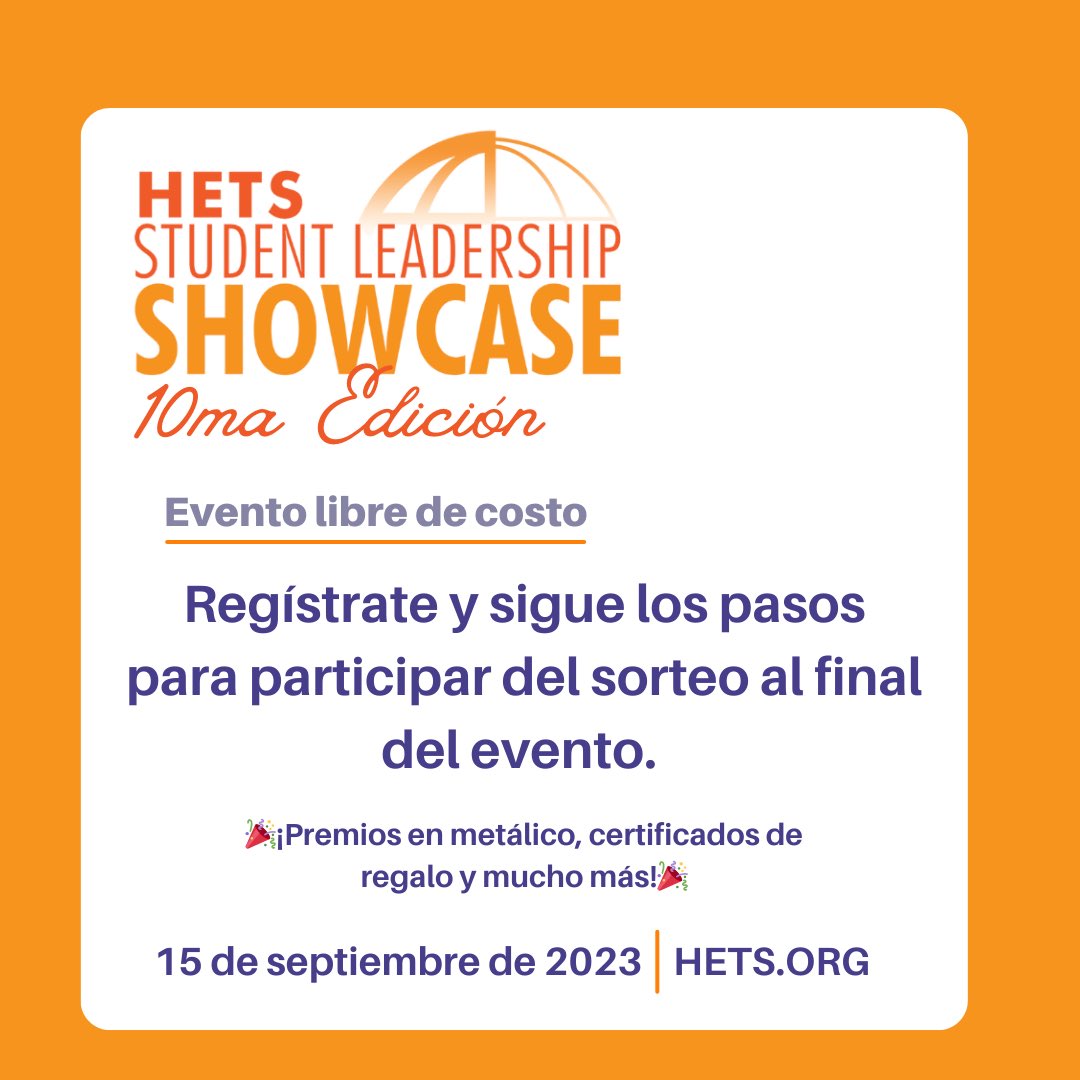 hetsorg's tweet photo. No te pierdas nuestro HETS Student Leadership Showcase. ¡Espacios limitados!  Regístrate y participa aquí 🔗: https://t.co/wyGADNV2ZB https://t.co/EDSrwettWt