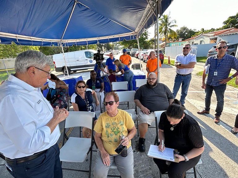 Manolo4Miami's tweet photo. Today we broke ground on a new Road Reconstruction, Traffic Calming and Drainage Improvement Project on SW 5th Street and SW 32nd Ave. #MiamiD4 #Manolo4OneMiami https://t.co/xy0GKoUAdt
