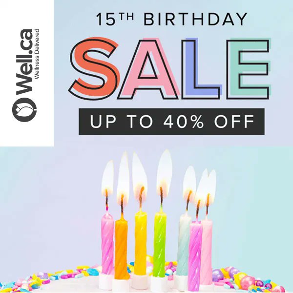 iGotCoupons's tweet photo. It's the @welldotca 14th Birthday Sale! Save up to 40% on your favorite #vitamins #supplements #makeup #skincare #snacks and more. https://t.co/oeNdqy2Rnf https://t.co/jvYeIuV6r5