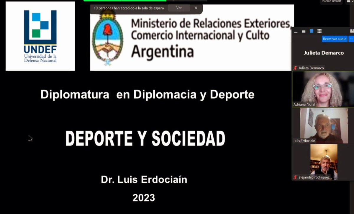 Comenzamos el dictado de la Diplomatura Universitaria en Diplomacia y Deporte.
El objetivo brindar herramientas para articular ambos temas y lograr la excelencia.
<a href="/ARodriguezOk/">Alejandro Rodríguez</a> 
<a href="/pablopascualini/">Pablo Pascualini</a>