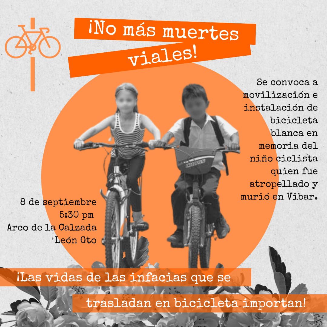 mciclistas_leon's tweet photo. 🚨 Este viernes 8 de septiembre llevaremos a cabo una movilización e instalación de bicicleta blanca por la muerte del compañero ciclista de 12 años quien fue atropellado y murió en Vibar. 

#nomásmuertesviales #niunabiciblancamás https://t.co/EQRTTsm4cs